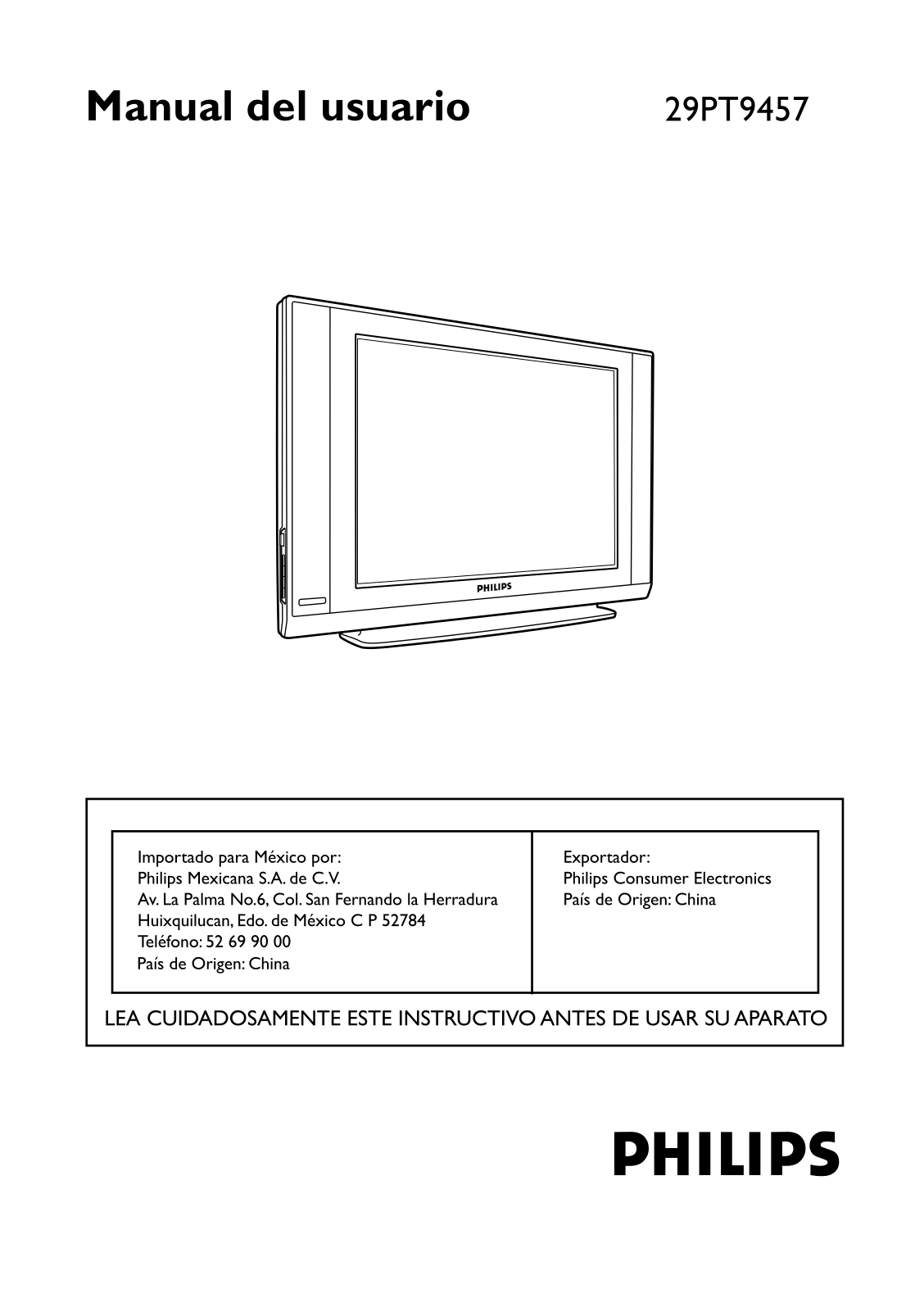 PHILIPS 29PT9467, 29PT9457 User Manual