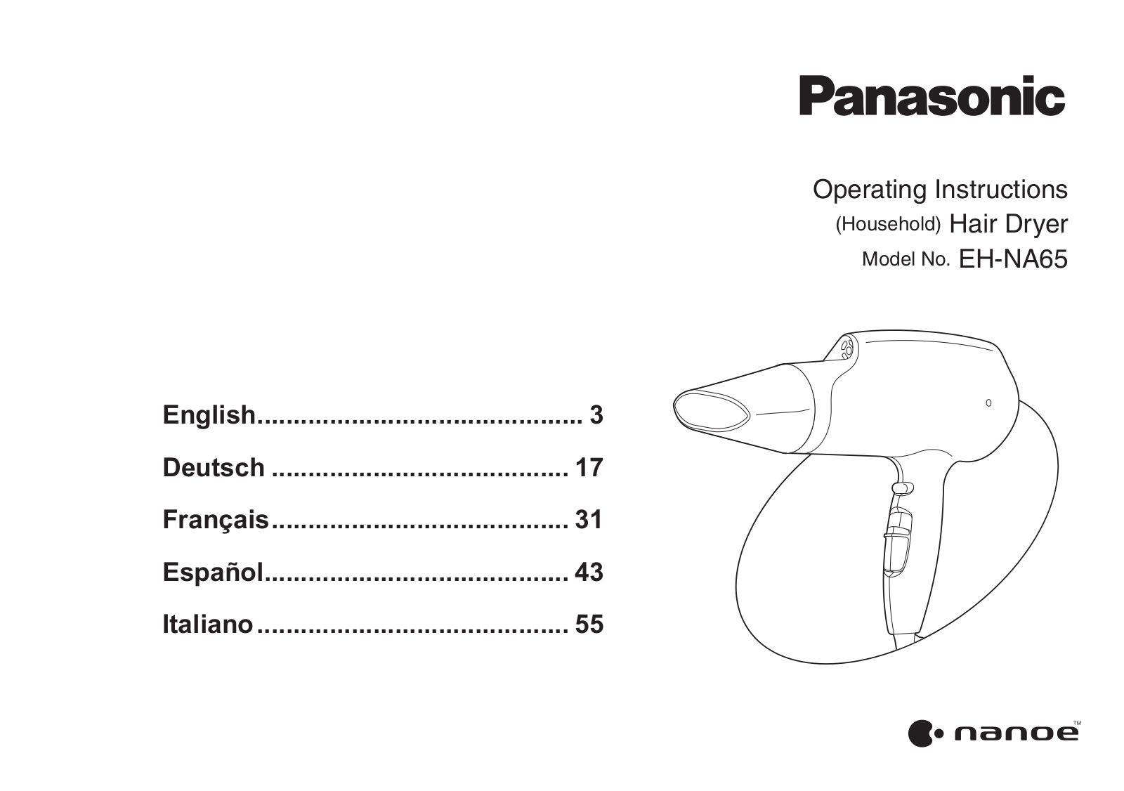 Panasonic EH-NA65-K895, H-NA65 Instruction manual