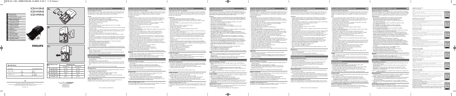 Philips SCB1410NB, SCB1450NB, SCB1490NB User Manual