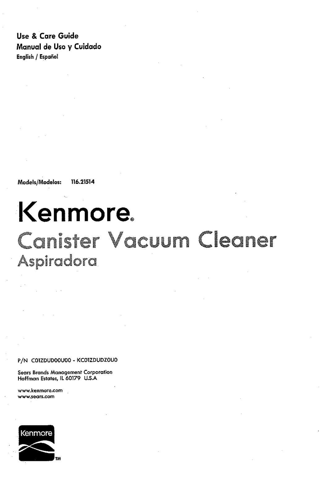 Kenmore Progressive Canister Vacuum Cleaner, 21514 Owner's Manual