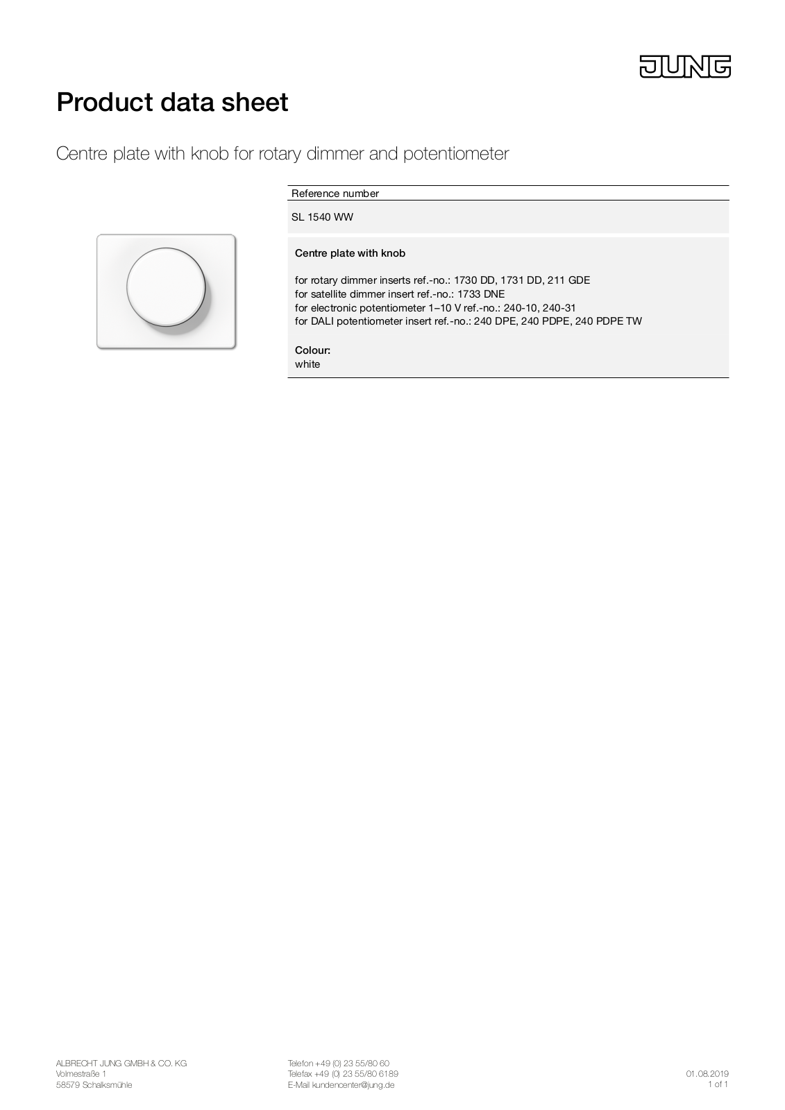 Jung SL 1540 WW User Manual