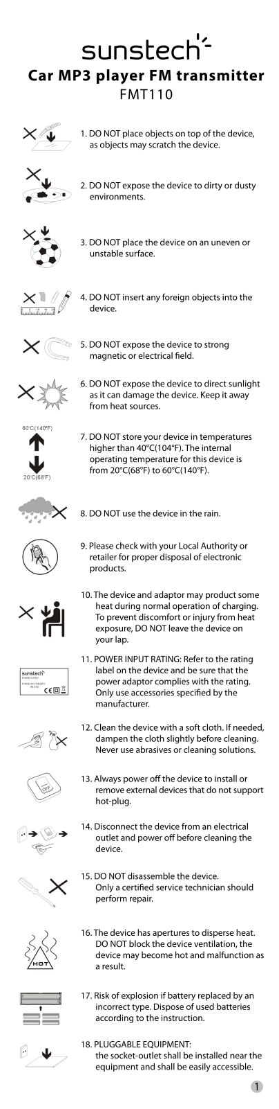 Sunstech FMT-110 Quick Start Guide