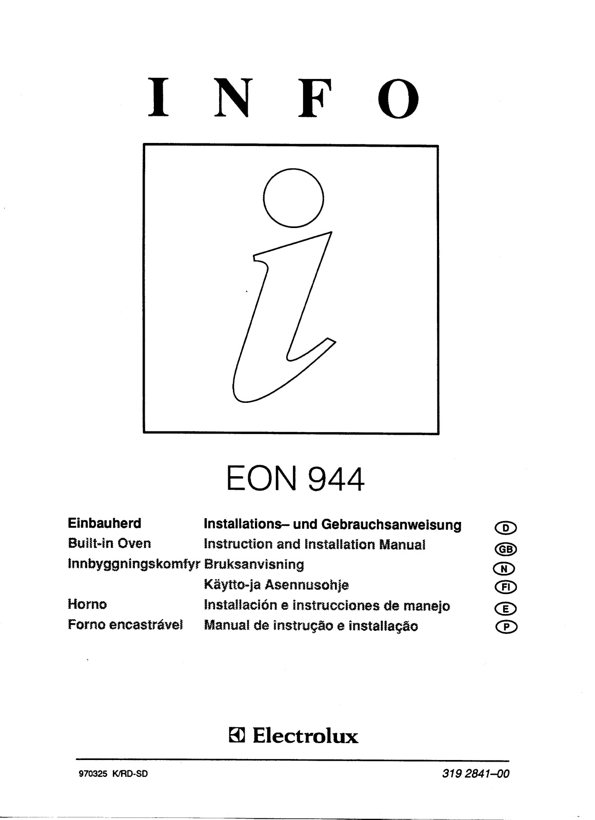 AEG EON944K, EON944X, EON944B, EON944W User Manual