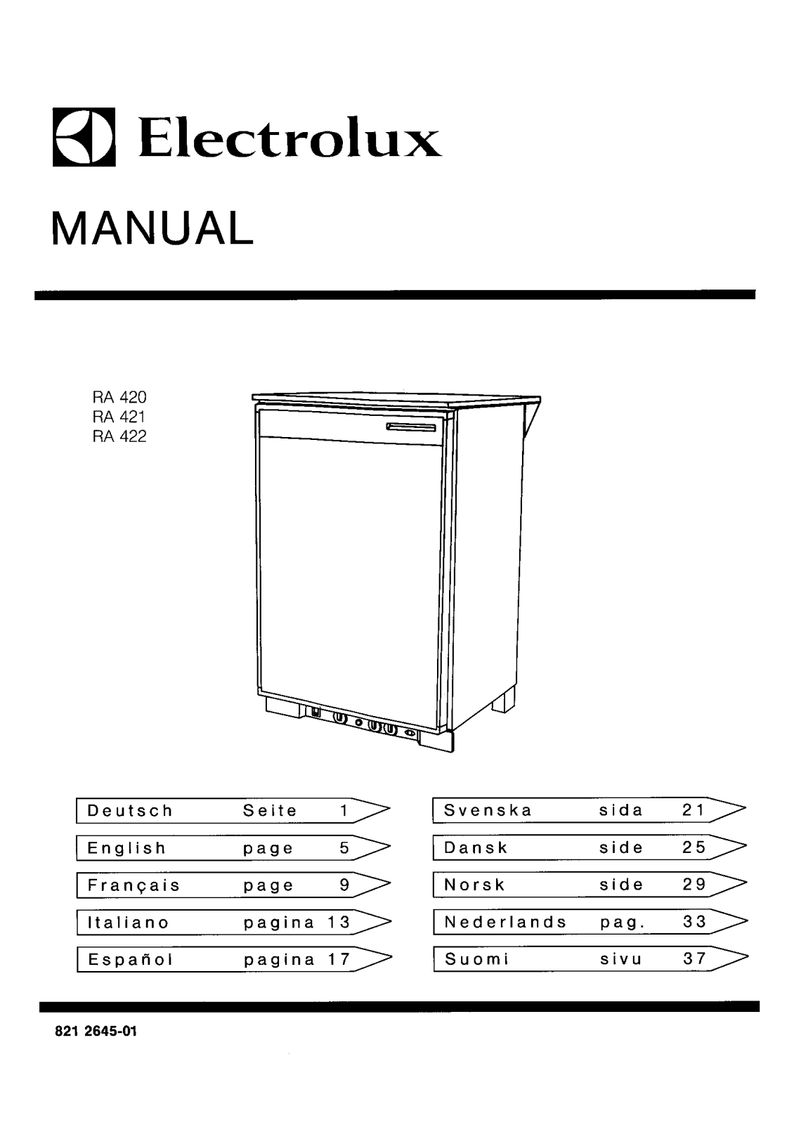 electrolux RA421, RA420, RA422 User Manual