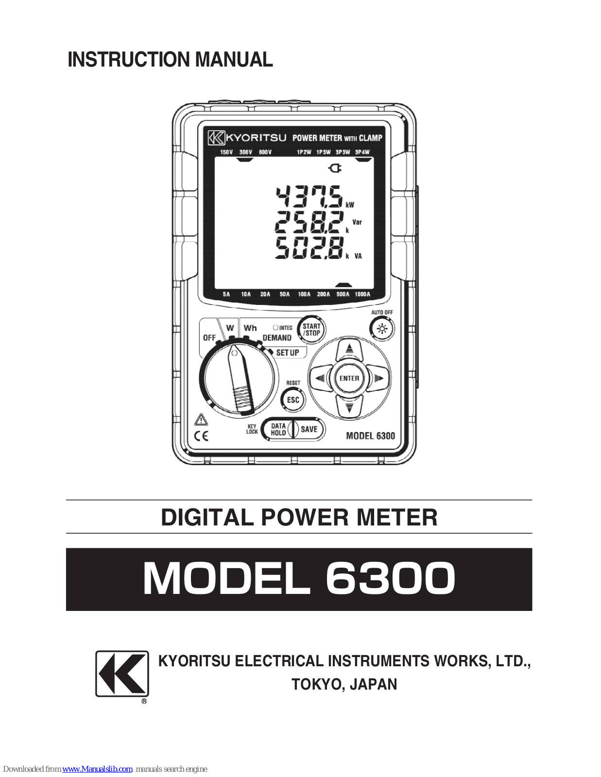 Kyoritsu Electrical Instruments Works, Ltd. 6300 Instruction Manual