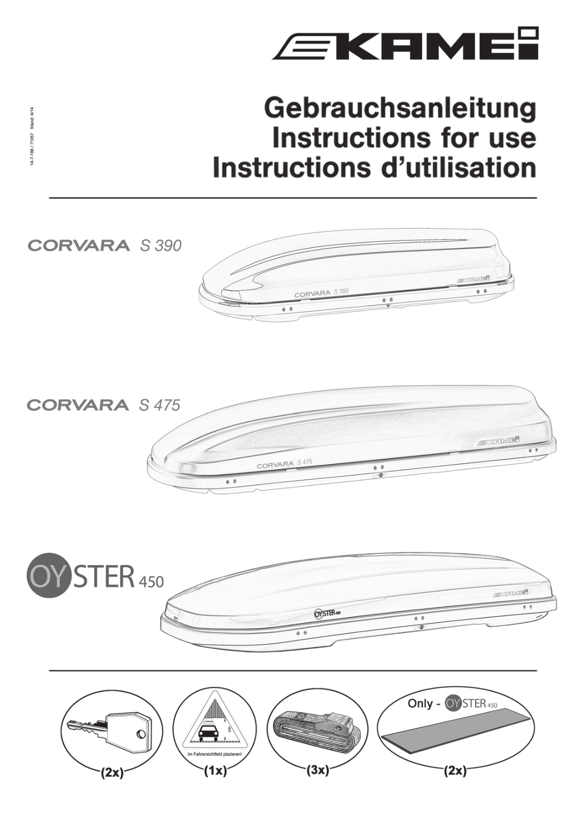 Kamei S 475, S 390, Oyster 450 User Manual