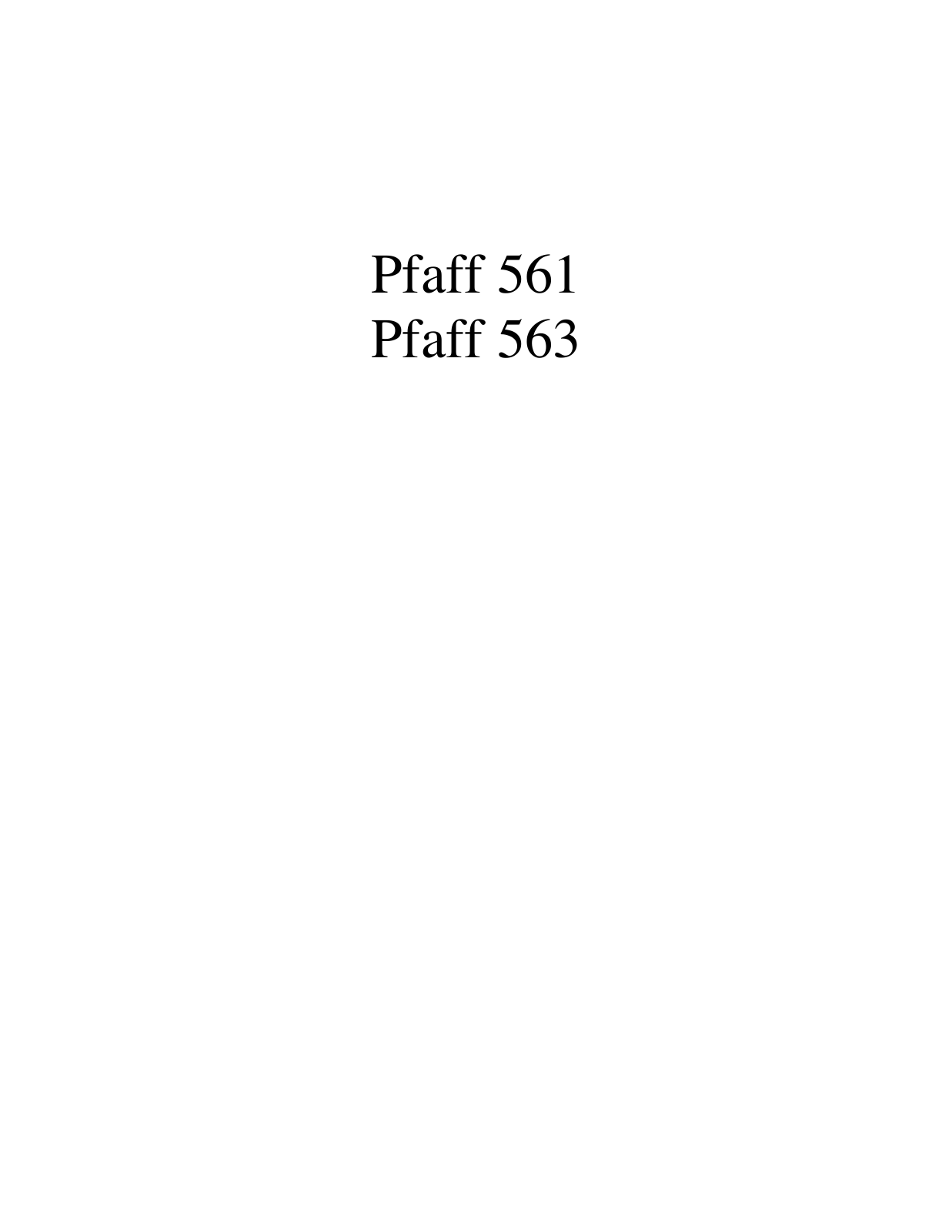PFAFF 561, 563 Parts List