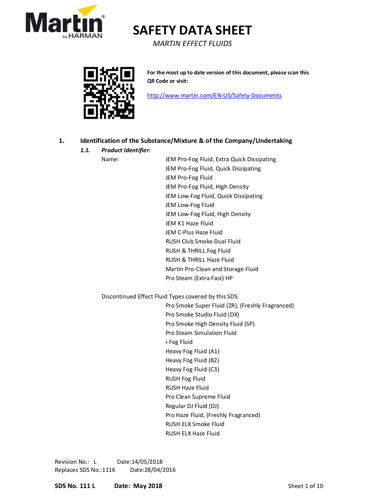 Martin Pro JEM-K1-HAZE-2.5L, PROCLEAN-STORAGE Datasheet