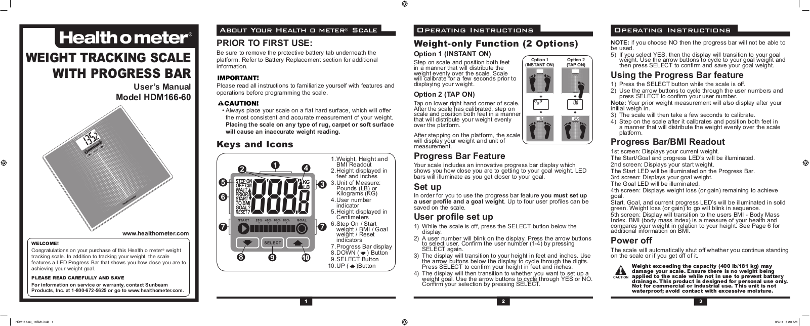 Health o meter HDM166DQ-60 Owner's Manual