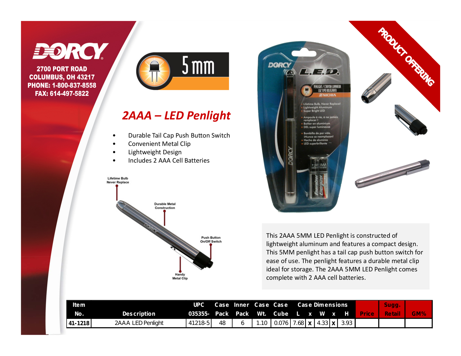 Dorcy 41-1218 Catalog Page