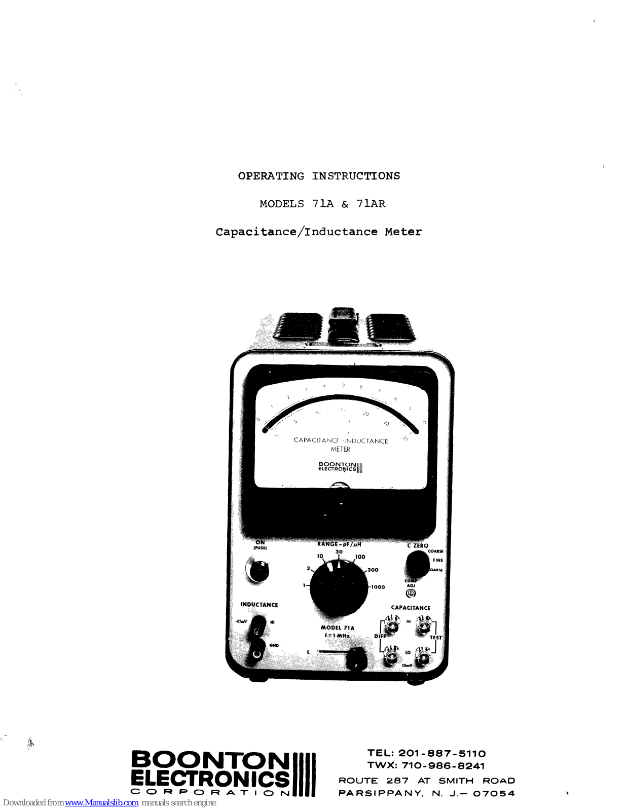 Boonton Electronics 71A, 71AR Operating Instructions Manual - ManualMachine.com