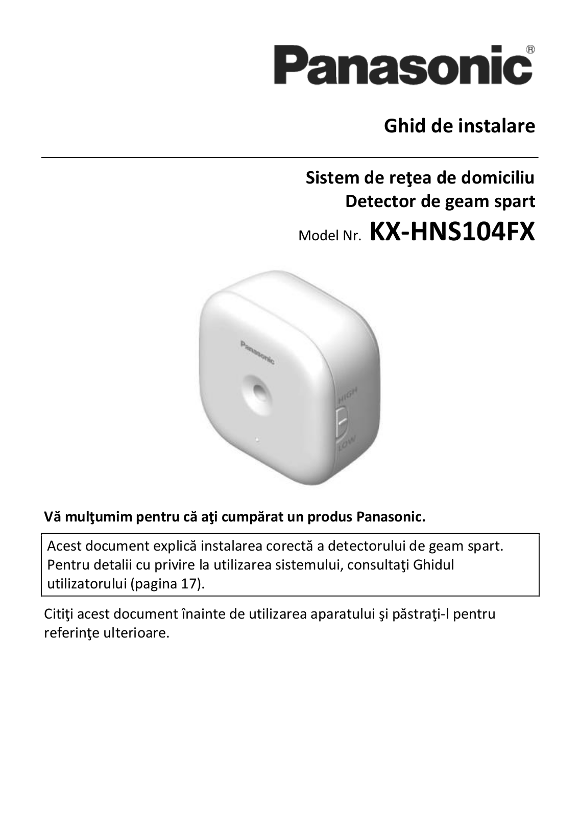 Panasonic KX-HNS104FX Installation Manual