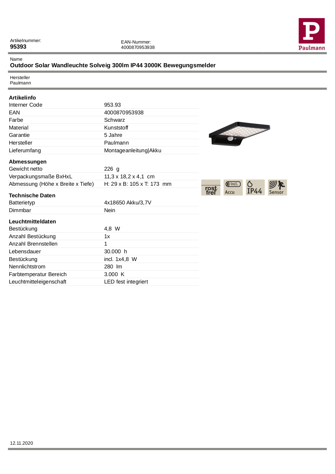 PAULMANN PLM 95393 Datasheet - ManualMachine.com