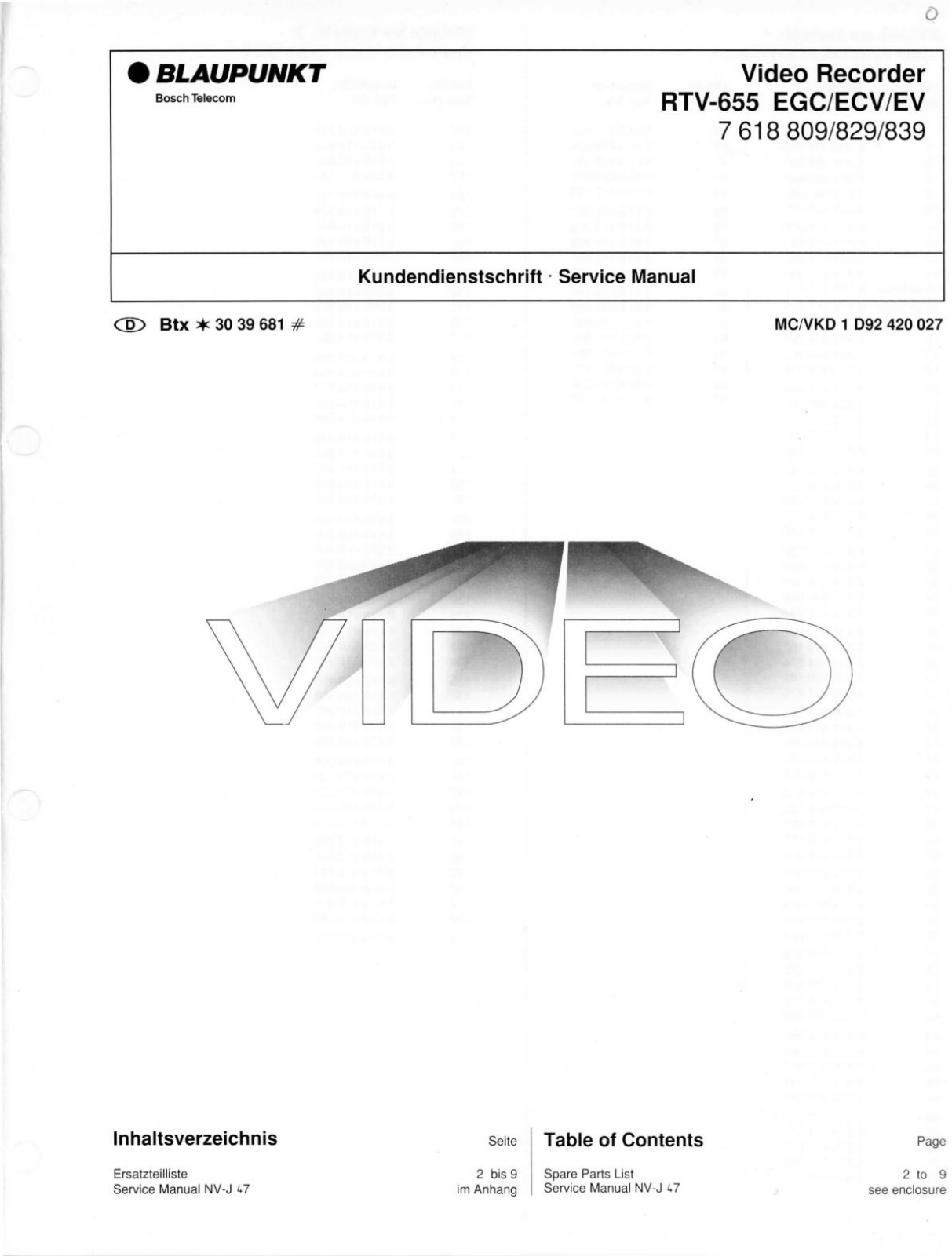 Blaupunkt RTV-655 EGC, RTV-655 ECV, RTV-655 EV Service Manual