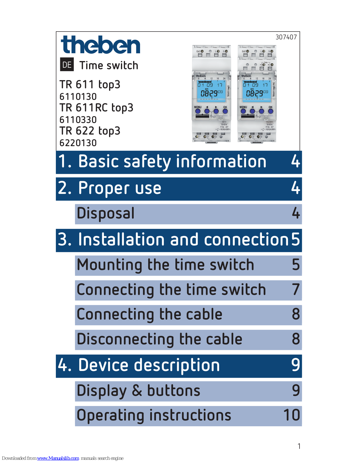 Theben TR 611 top3, 6110130, TR 611RC top3, 6110330, TR 622 top3 User Manual