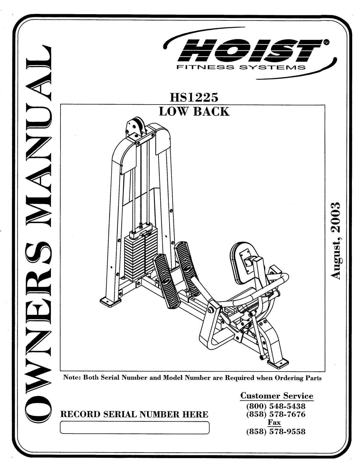 Hoist Fitness HS1225 User Manual