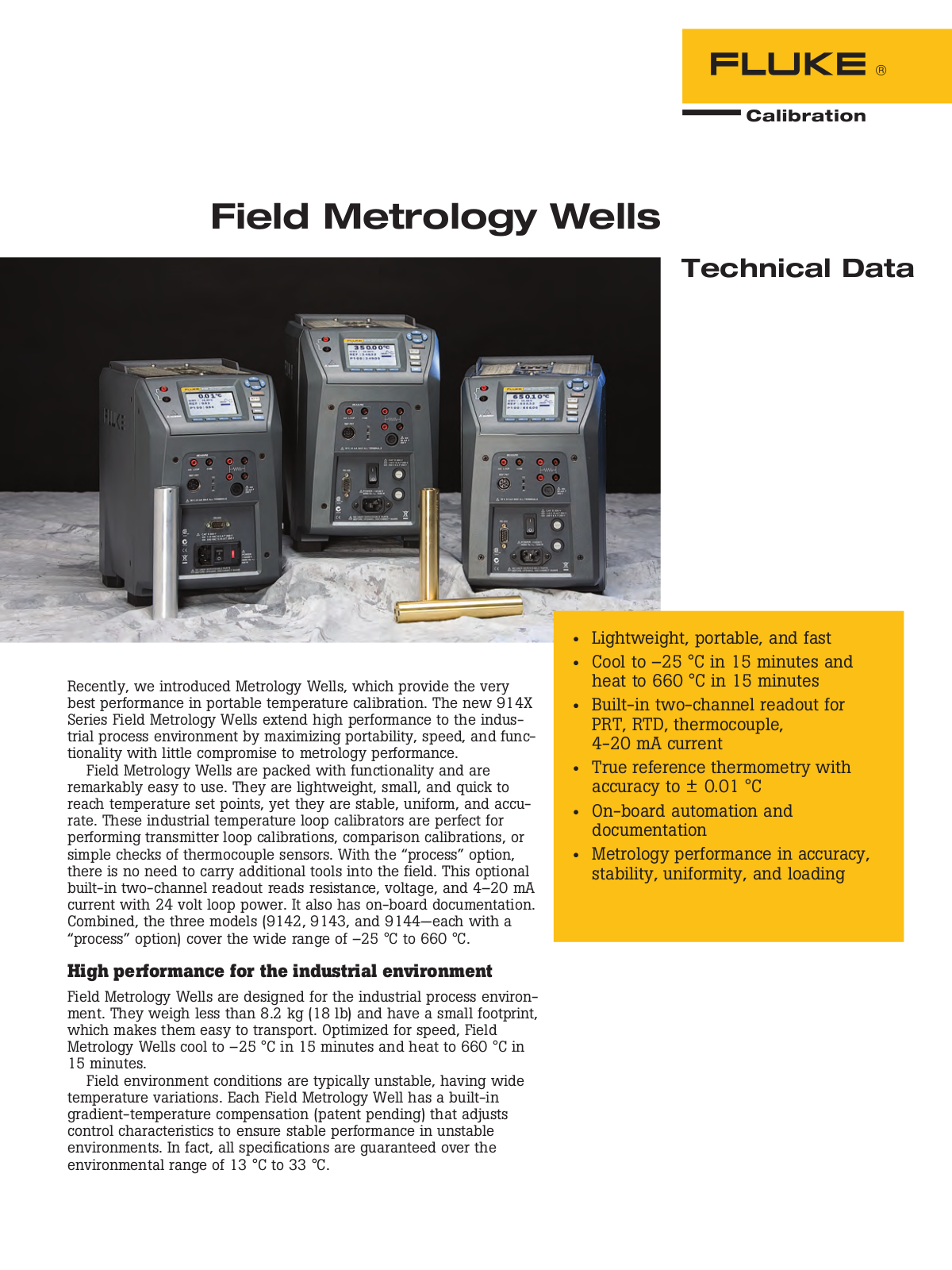 Fluke 914X Specifications