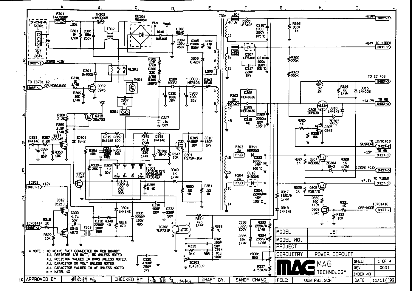 MAG 810FD U8T Schematic