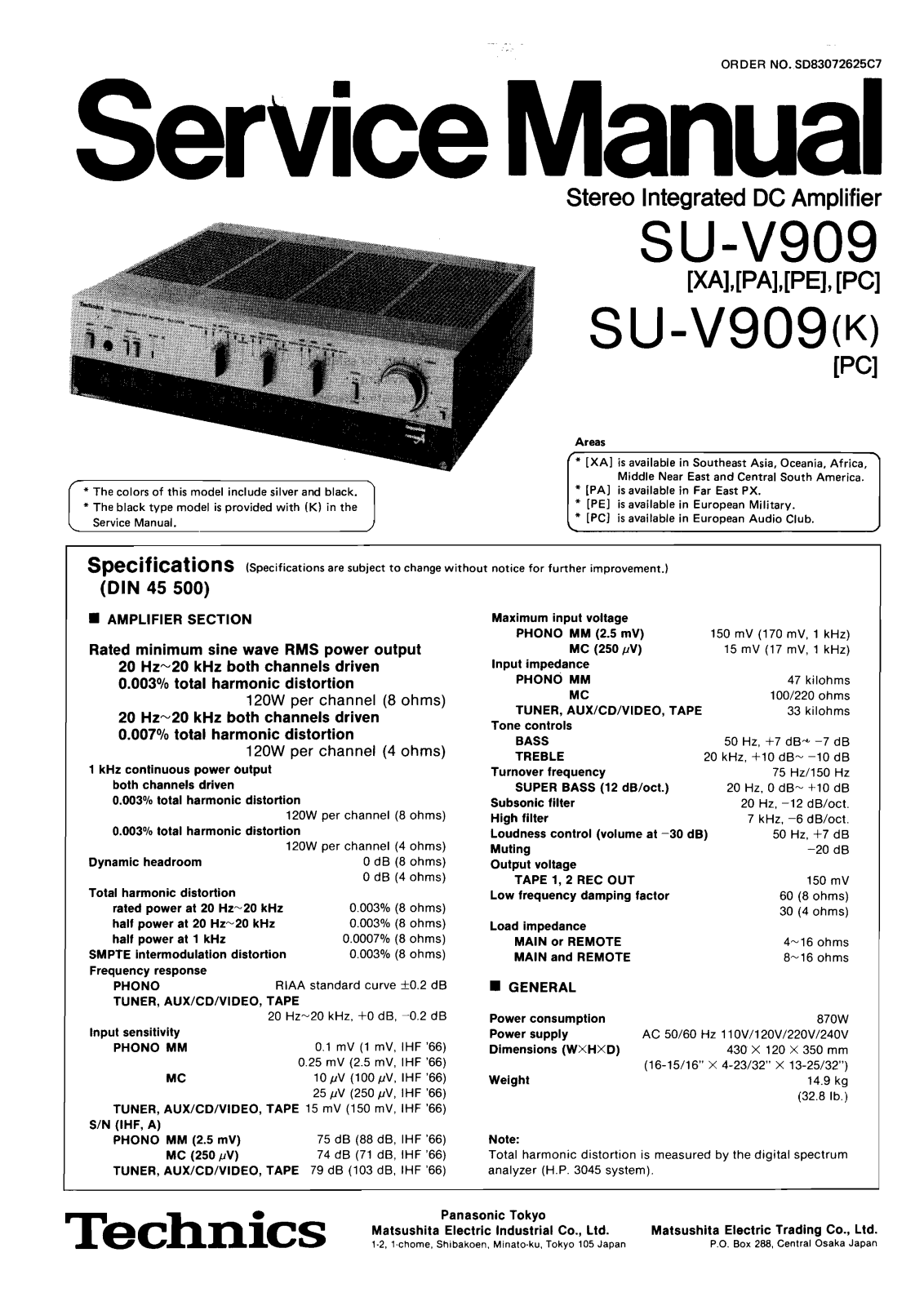 Technics SU-V-909 Service Manual