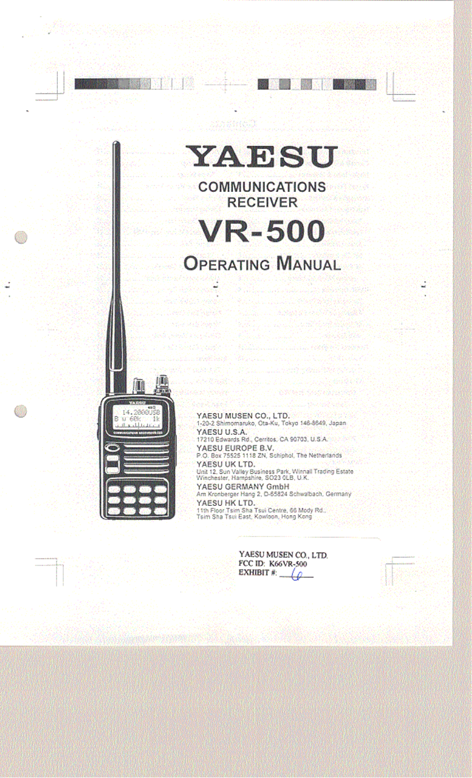 Yaesu Musen VR-500 User Manual