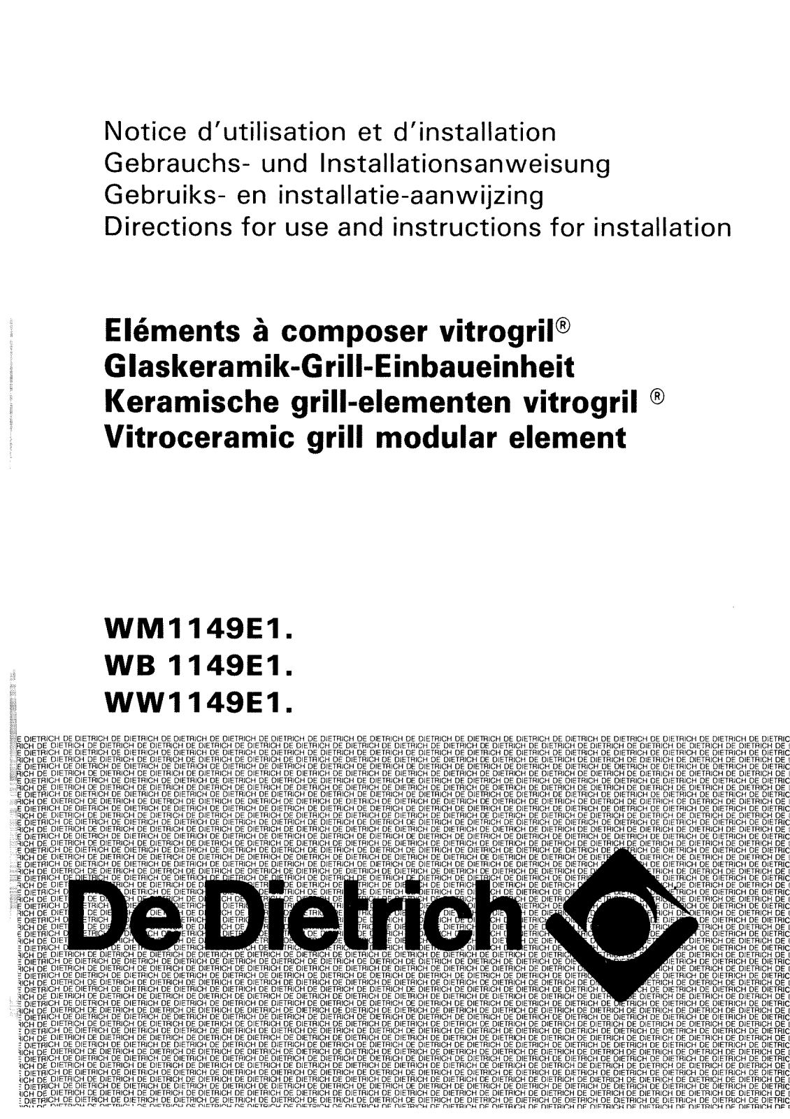 De dietrich WM1149E1, WW1149E1, WB1149E1 User Manual