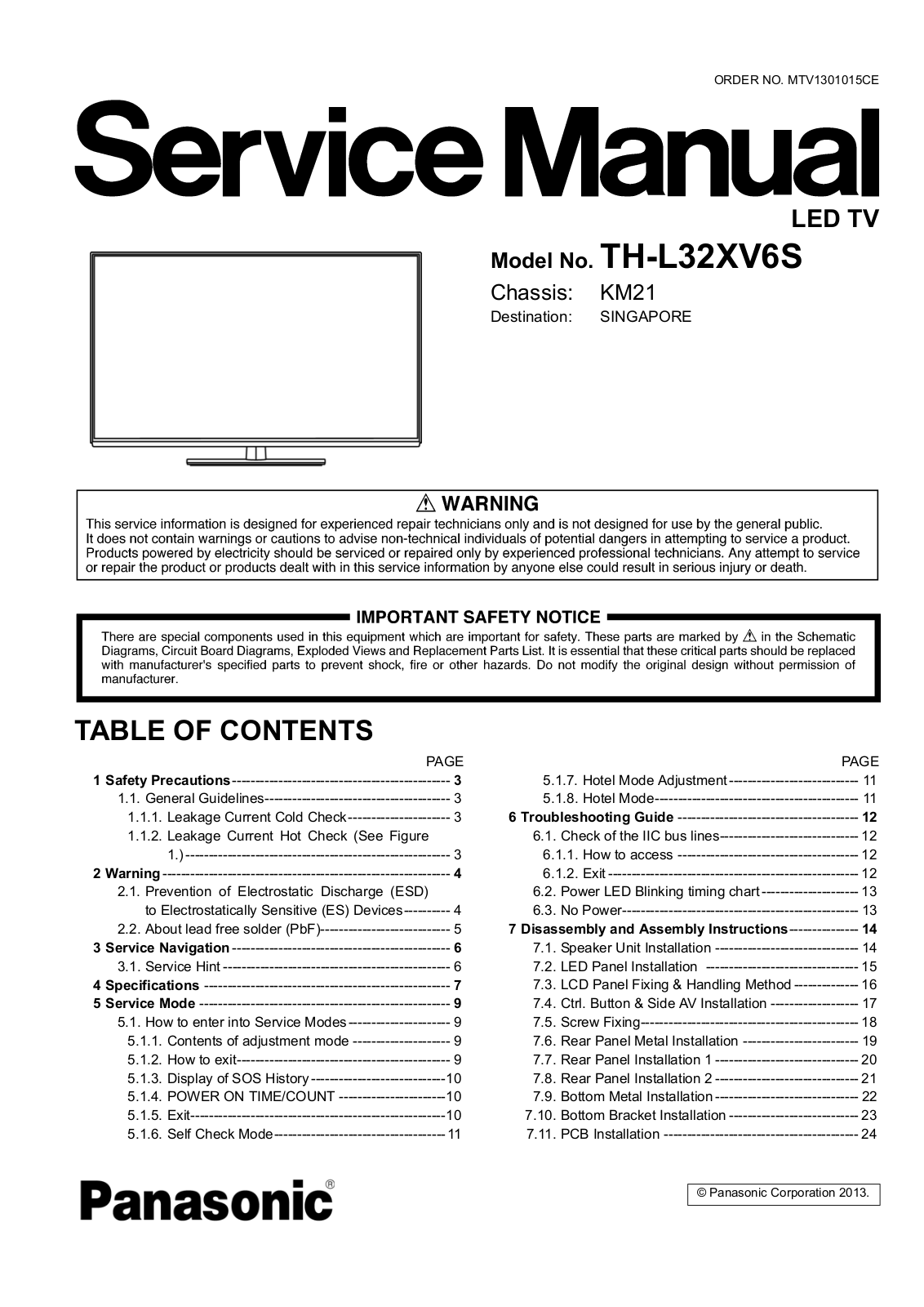 Panasonic TH-L32XV6S Schematic