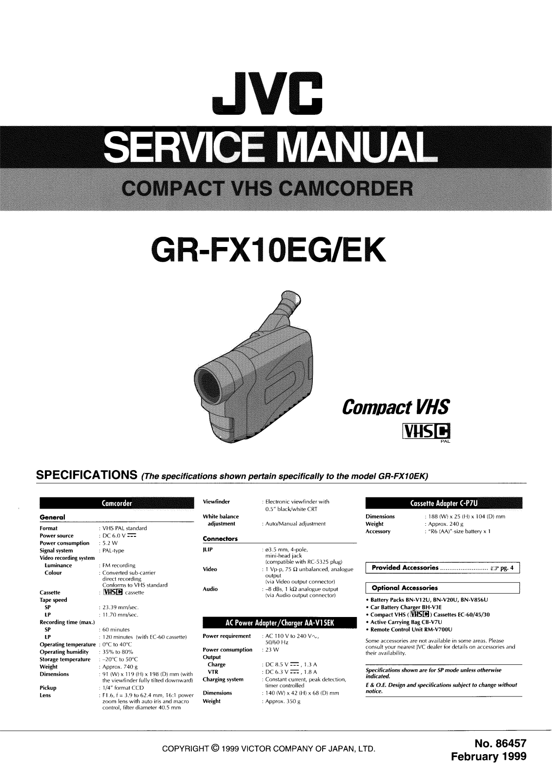 JVC GR-FX10EG, GR-FX10EK Service Manual