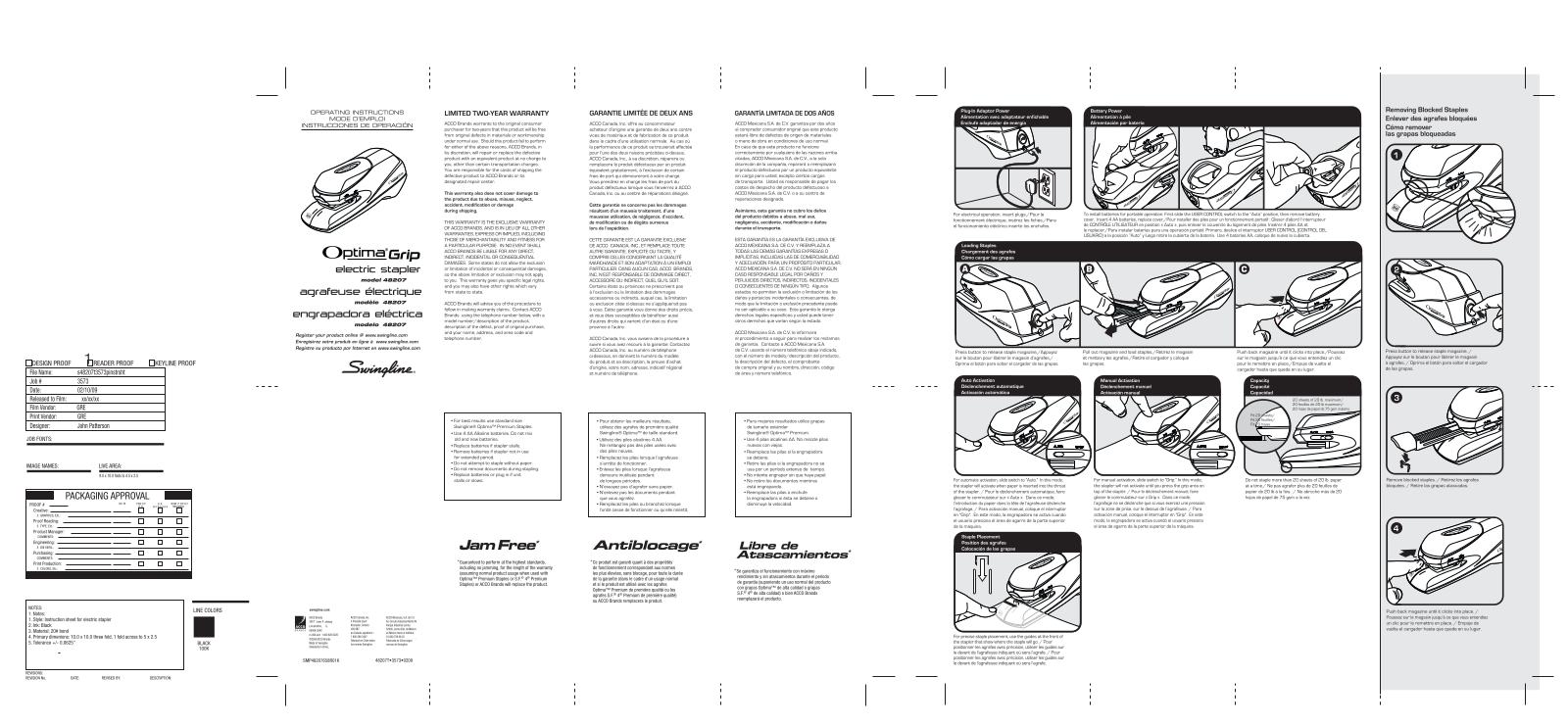 Swingline Optima Grip User Manual