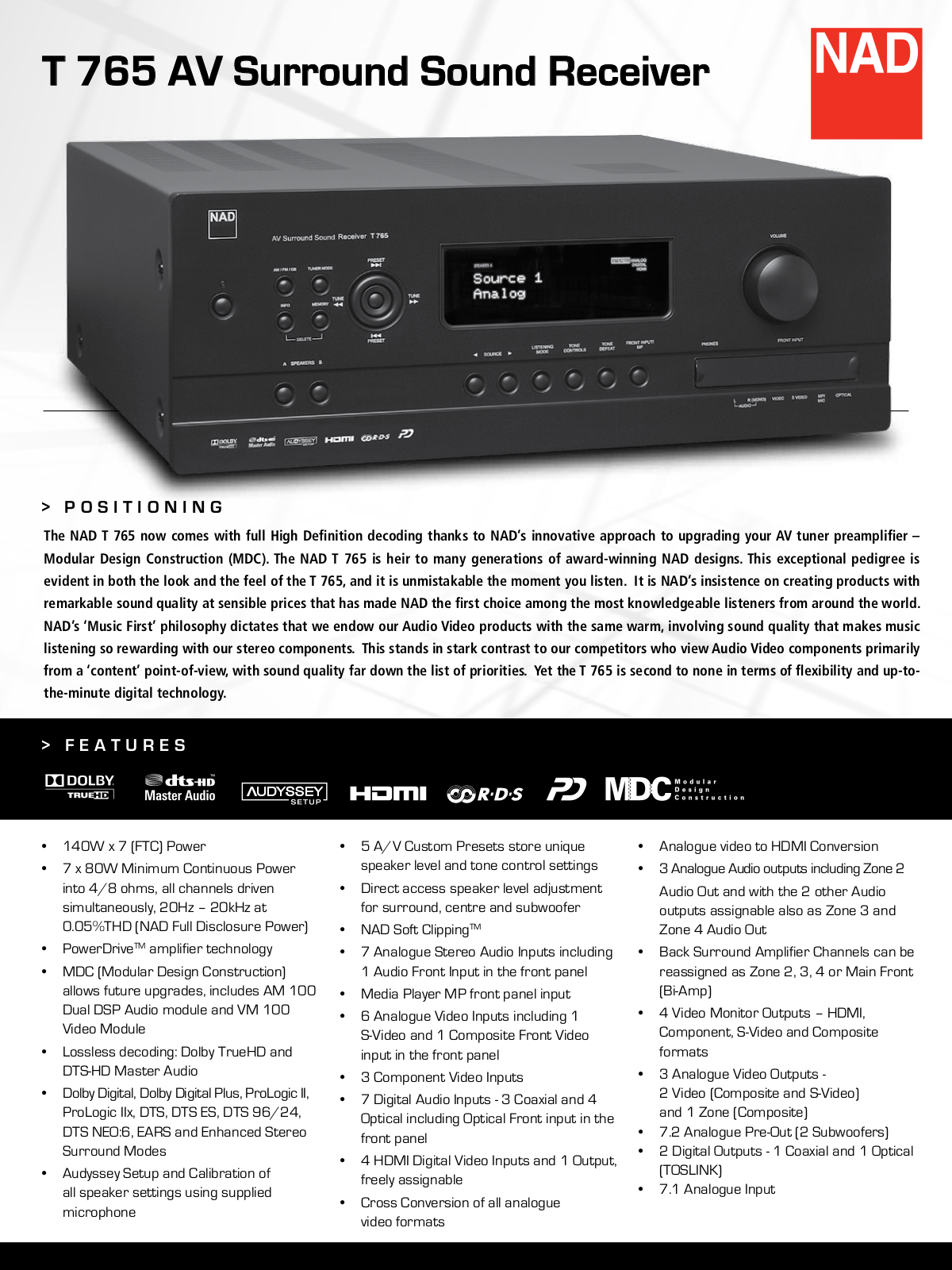 Nad T765 owners Manual