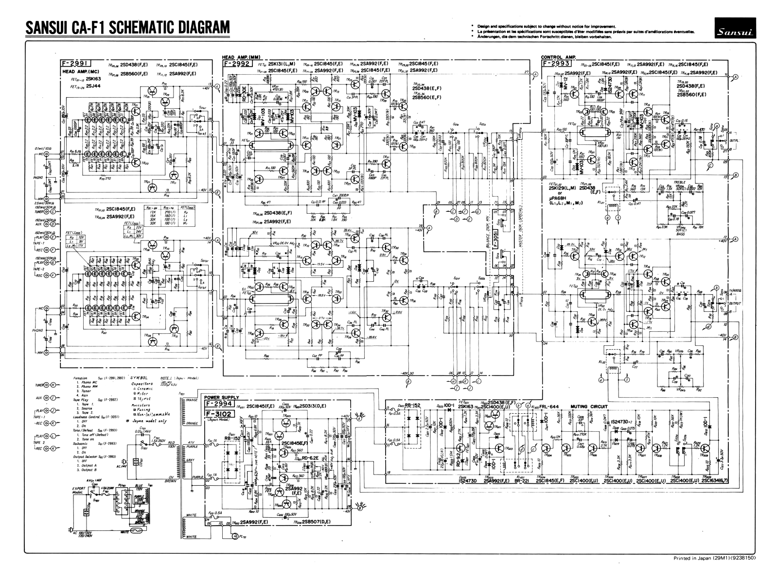 Sansui CA-F1 Schematic