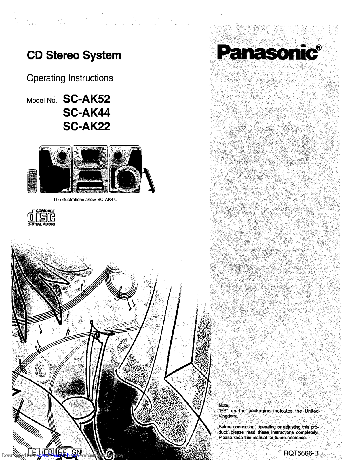 Panasonic SC-AK44, SC-AK22, SA-AK52, SA-AK44, SA-AK22 Operating Instructions Manual