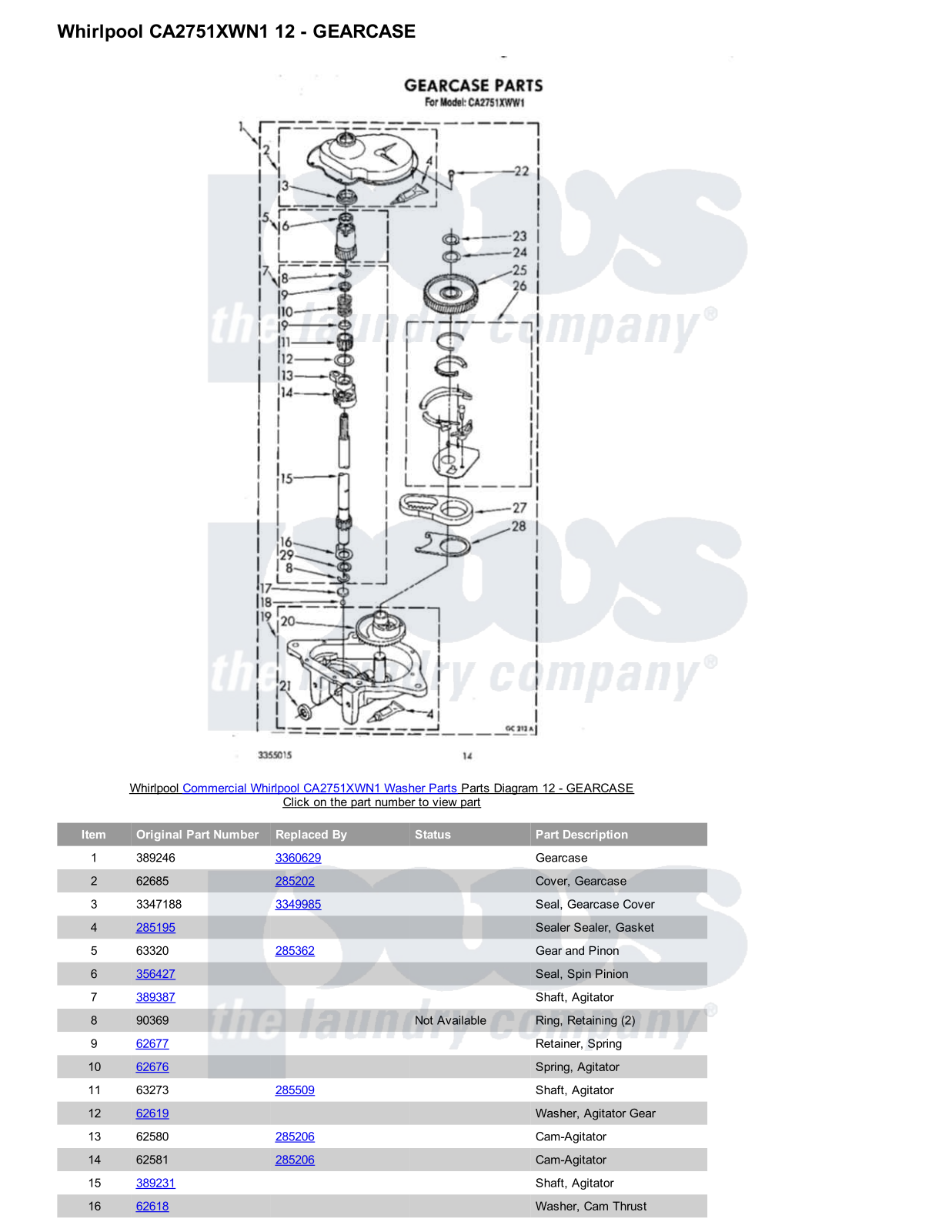 Whirlpool CA2751XWN1 Parts Diagram