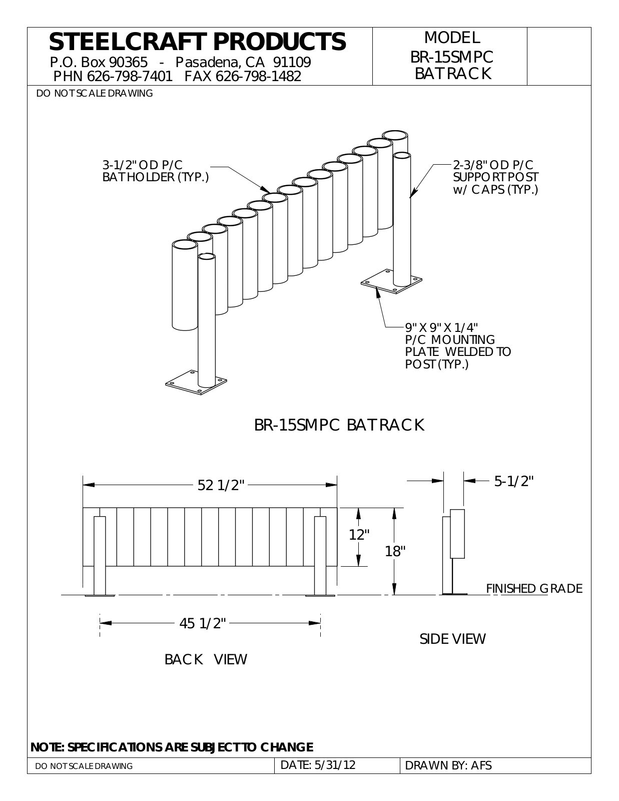 LA STEELCRAFT BR-15SMPC User Manual