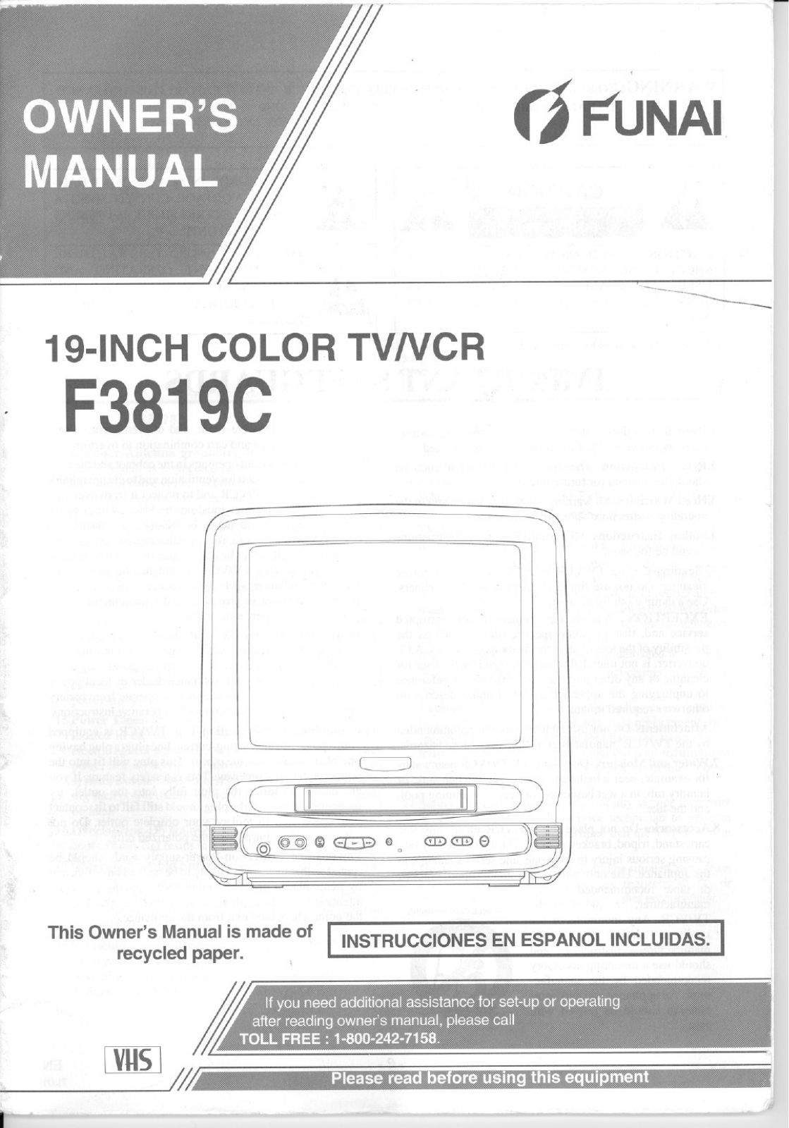 Funai F3819C User Manual