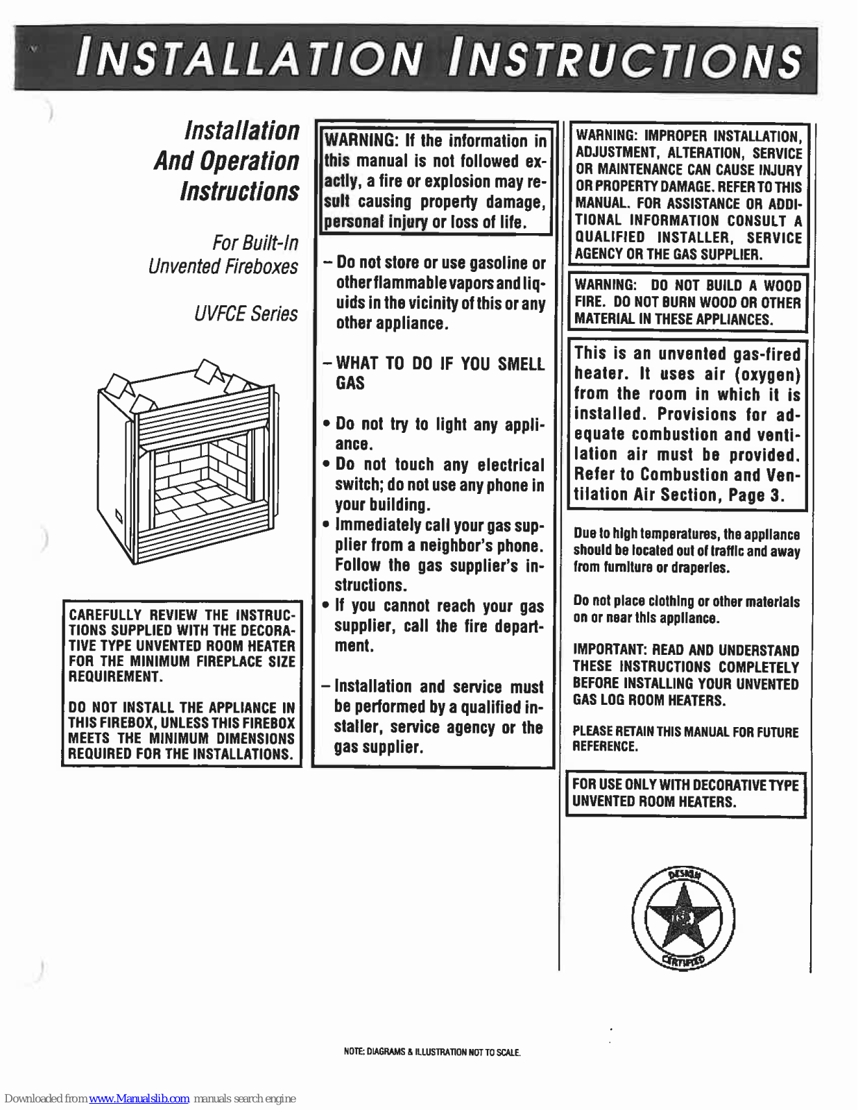 Superior UVFCE-40, UVFCE-45 Installation Instructions Manual