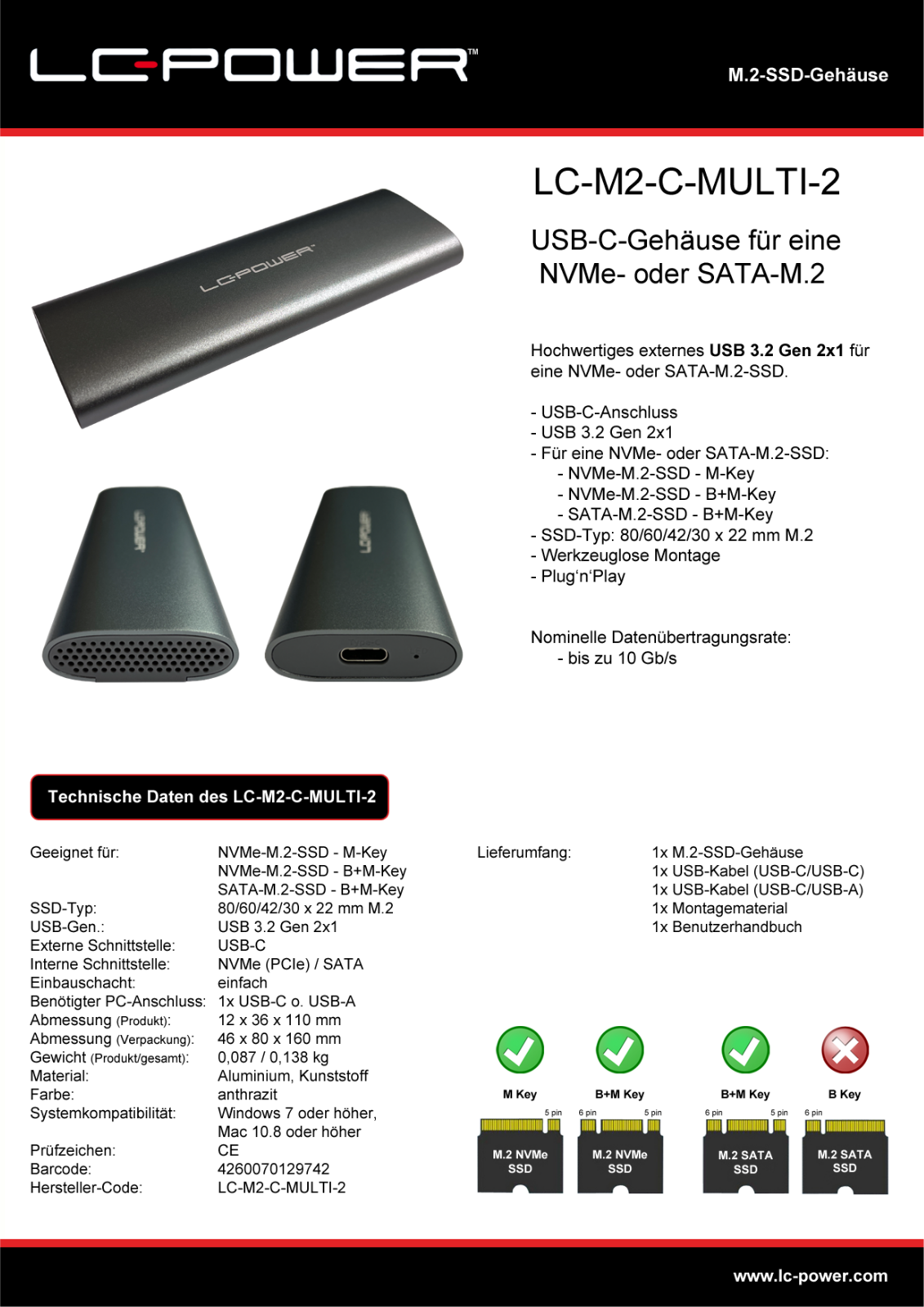 LC POWER LC-M2-C-MULTI-2 Datasheet