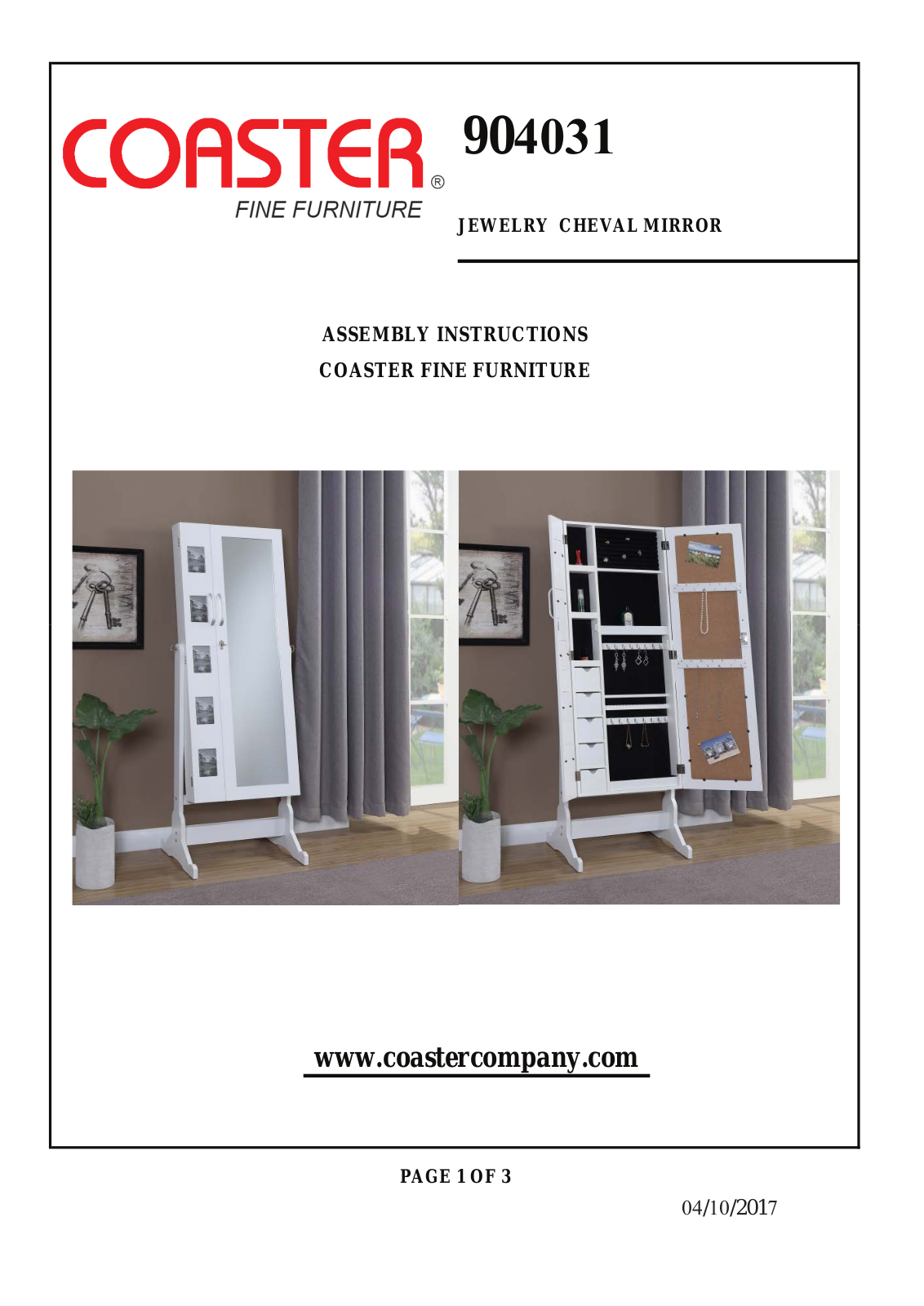 Coaster 904031 Assembly Guide