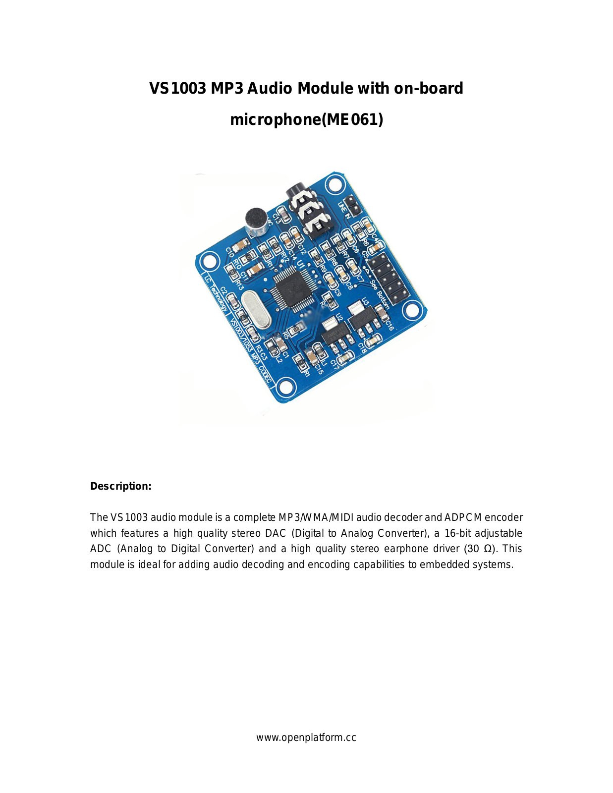 Datasheet DEBO MP3 VS1003 Datasheet (FREI) - ManualMachine.com
