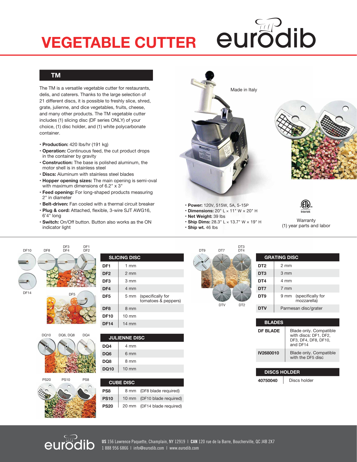 Eurodib DT4 Specifications