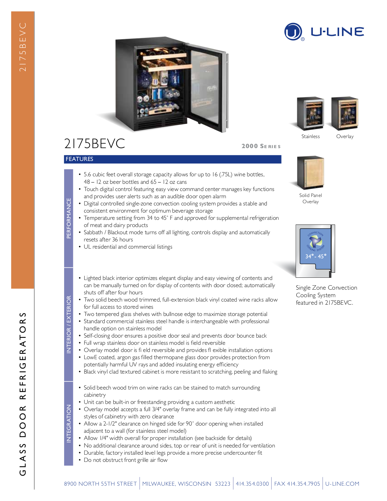 U-Line U-2175BEVCOL-00 User Manual