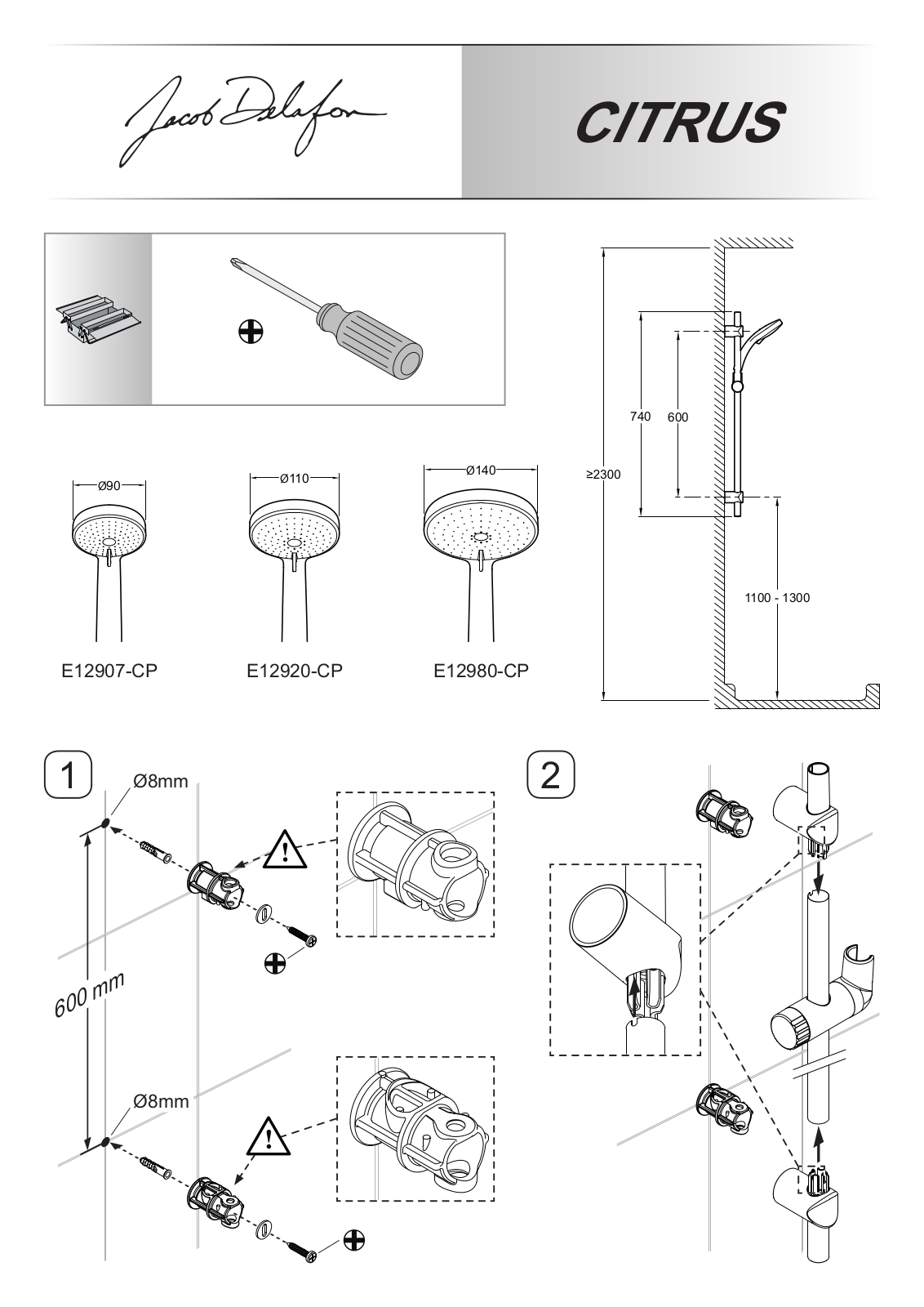 Jacob Delafon CITRUS E12907-CP, CITRUS E12920-CP, CITRUS E12980-CP Installation guide