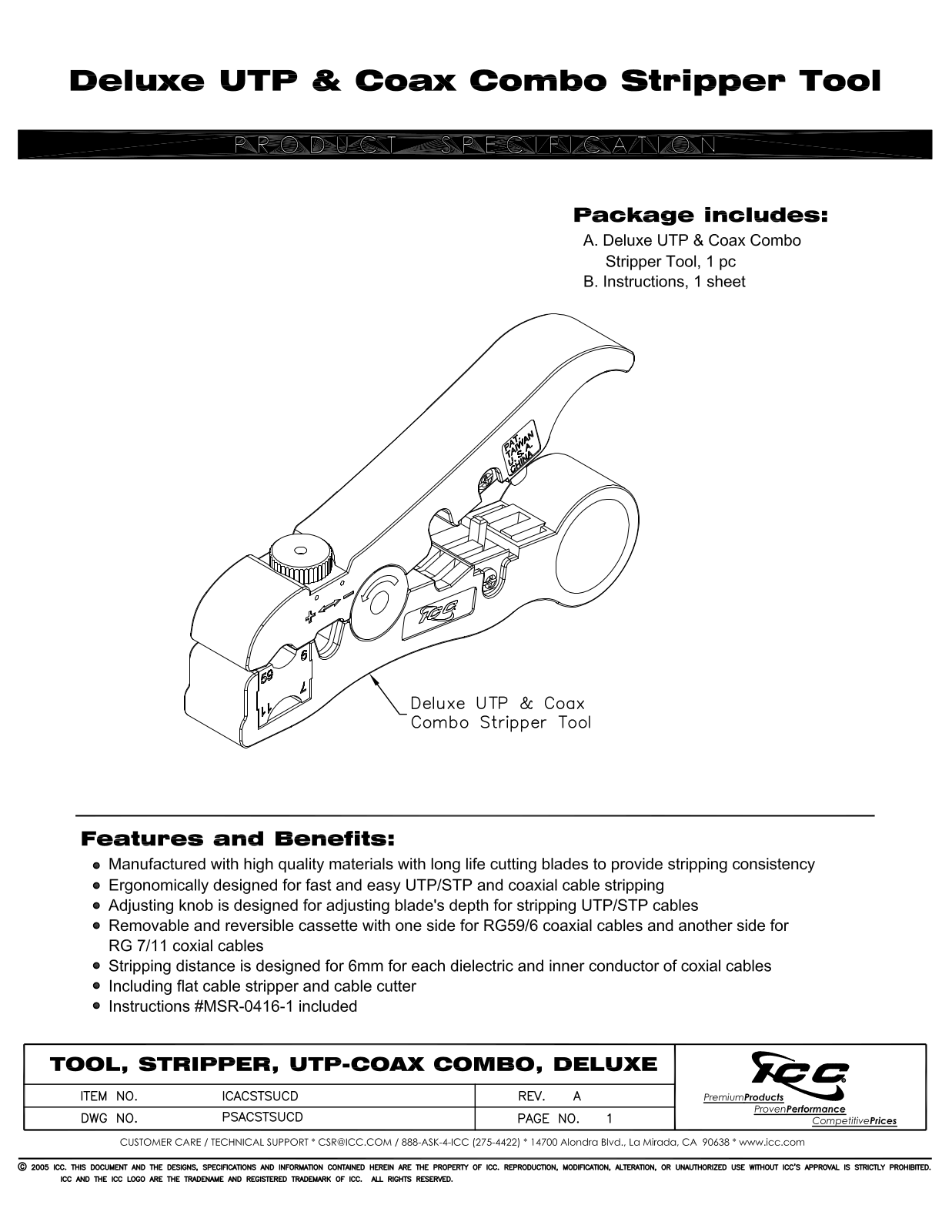 ICC ICACSTSUCD Specsheet