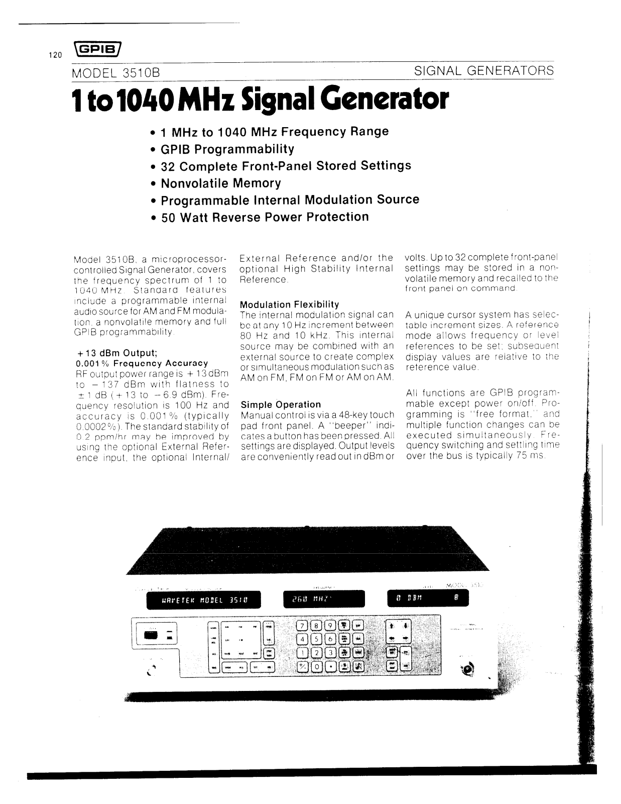 Wavetek 3510B Datasheet