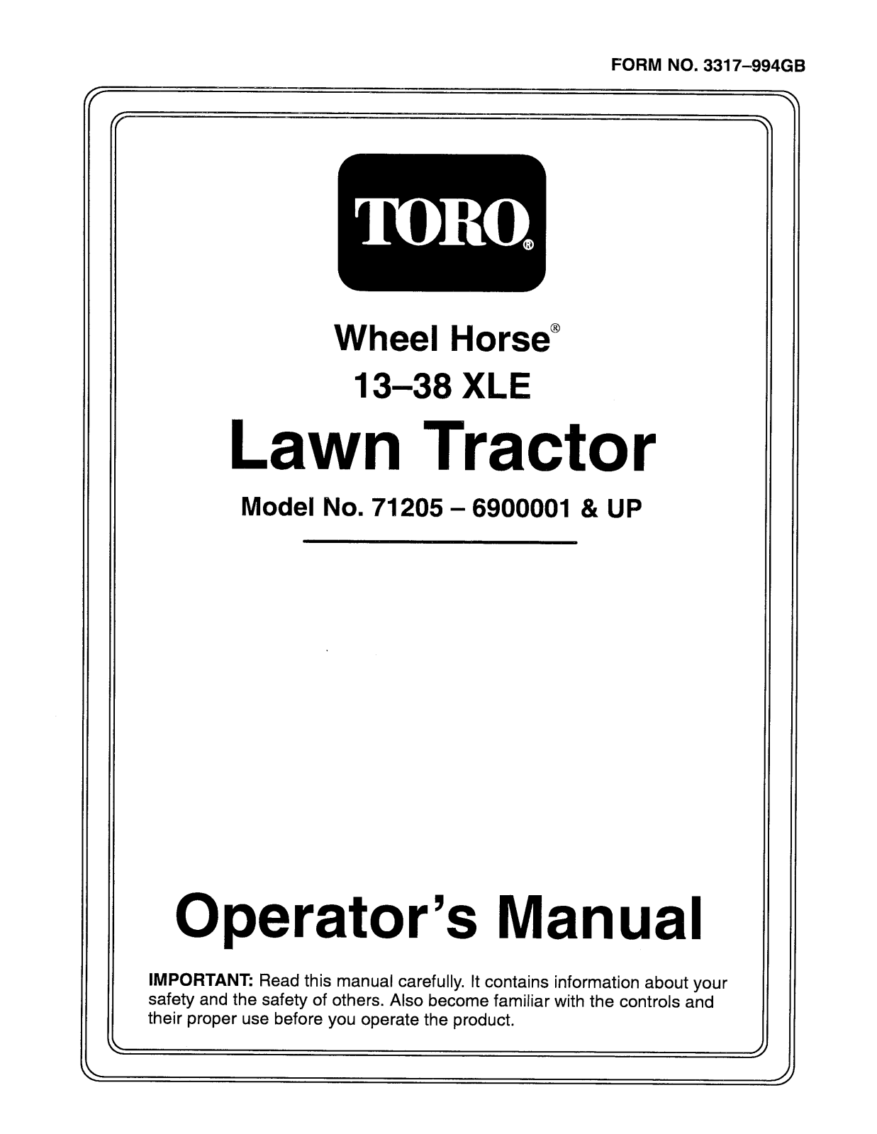 Toro 71205 Operator's Manual