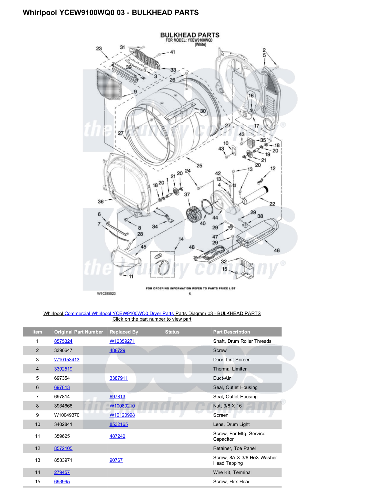 Whirlpool YCEW9100WQ0 Parts Diagram