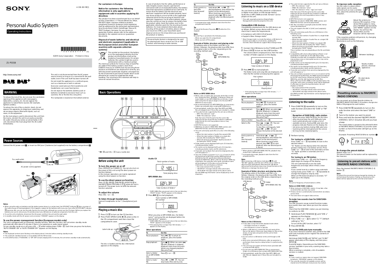 Sony ZS-PS55B User Manual