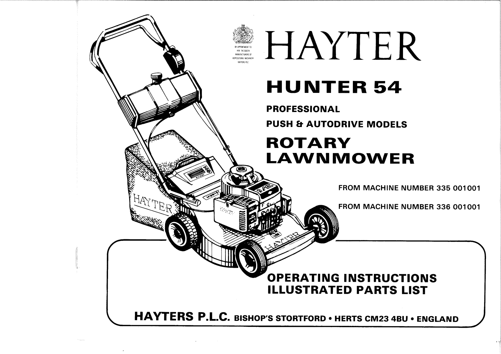 Hayter Mowers Hunter 54 User Manual