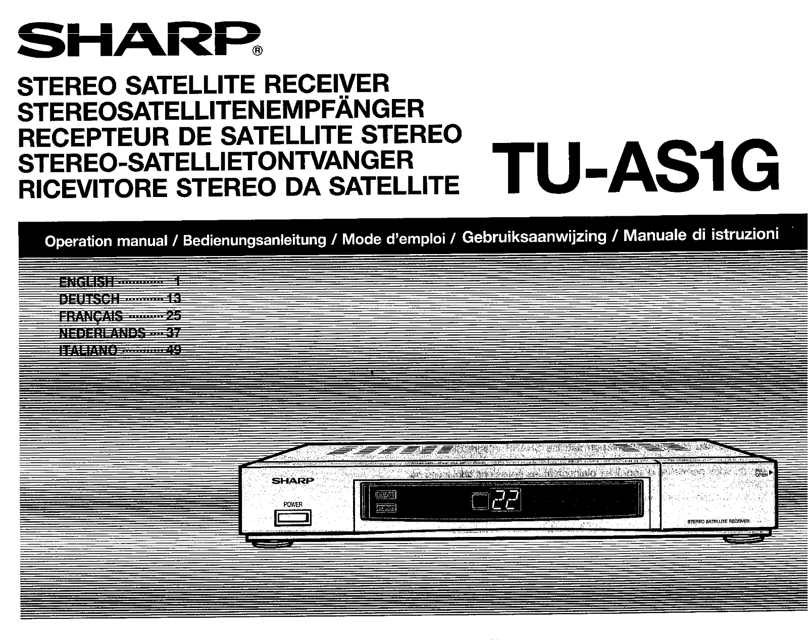 SHARP TU-AS1G User Manual