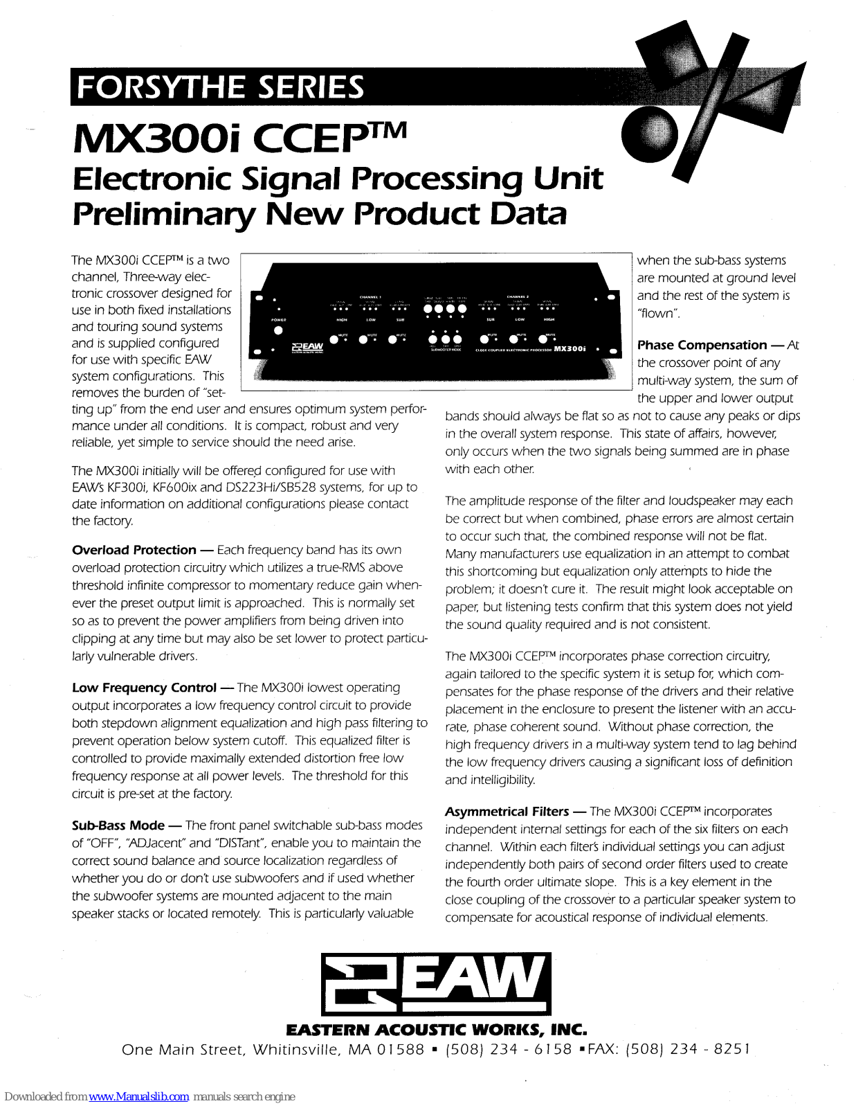 EAW MX300i CCEP Speccifications