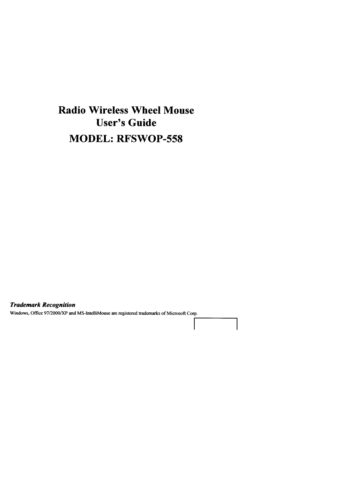 A4Tech RSWOP558 User Manual